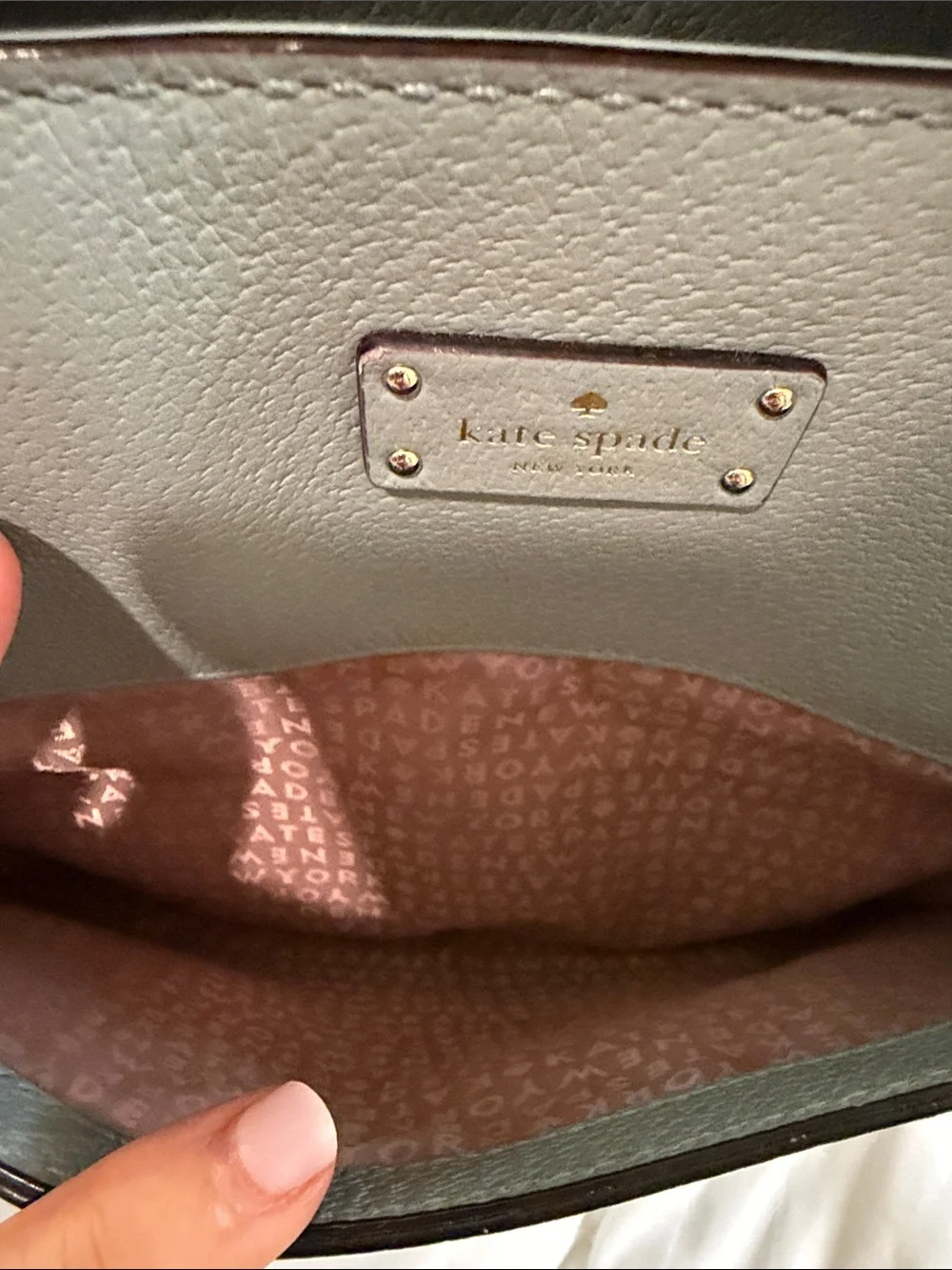 KATE SPADE NEW YORK  LEATHER LARGE TOTE SHOULDER BAG AQUA MARINE W/ZIP